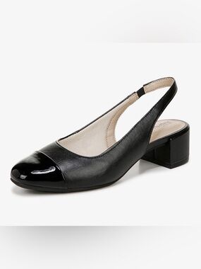 🖤 LifeStride Black Cap Toe Slingback Pumps NWOT